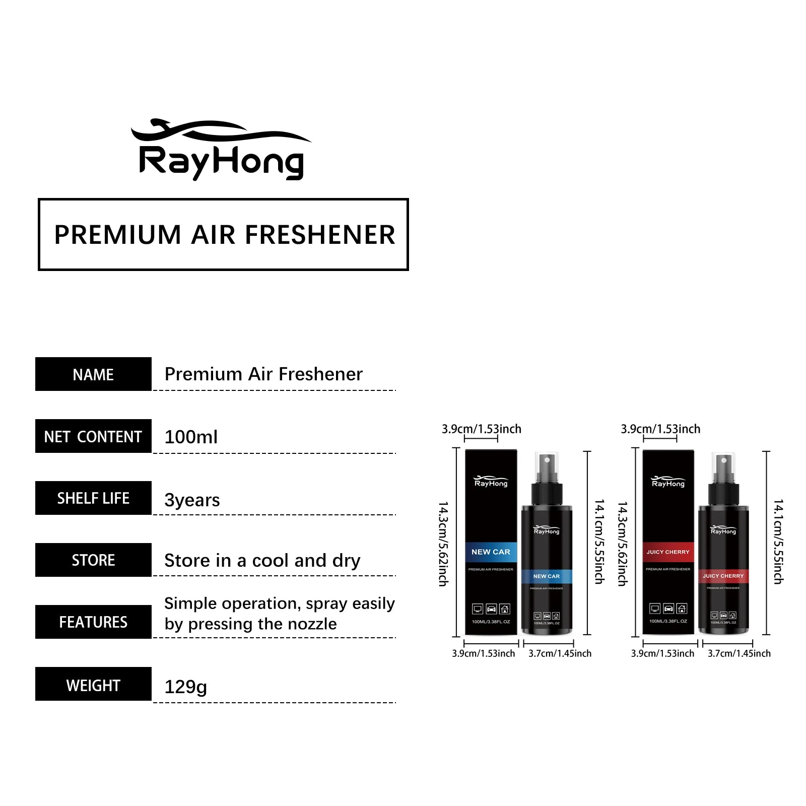 Car Air Freshener Odor Eliminator Auto Interior Spray Long Lasting Cherry Scent Automotive Fragrance Deodorizer Fresh Refresher