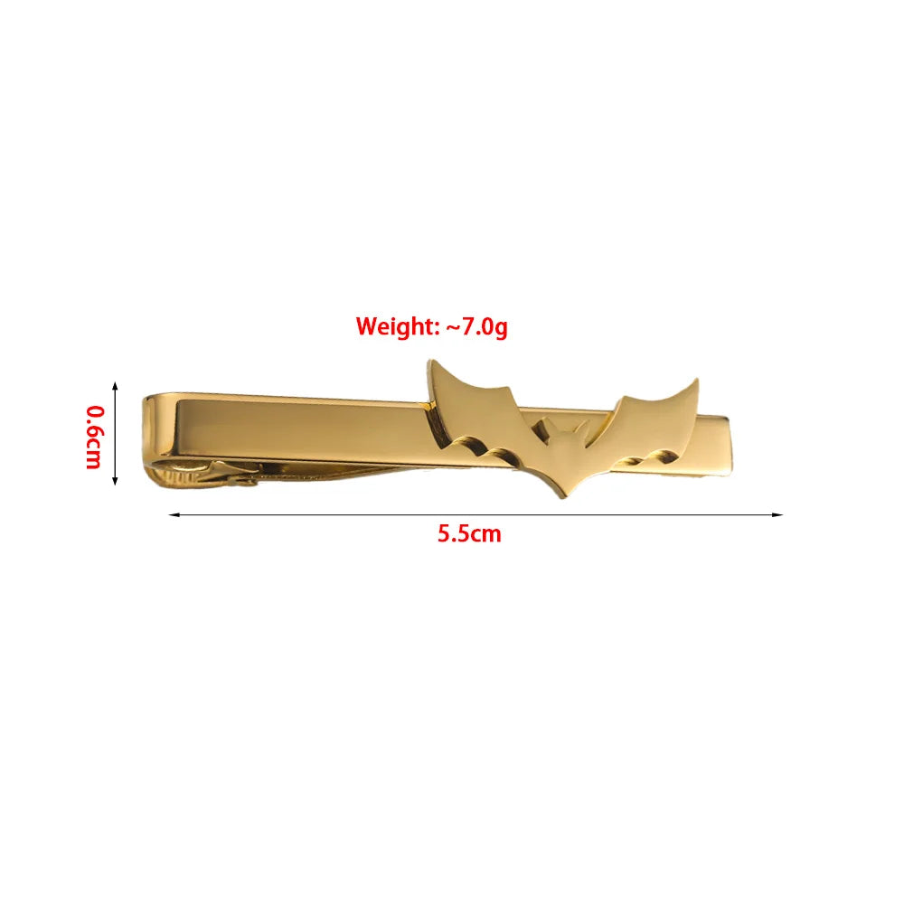Fashion Stainless Steel Bat Tie Clip For Men Vintage Gothic Animals Tie Clip Suit Accessories Halloween Jewelry Gifts For Dad