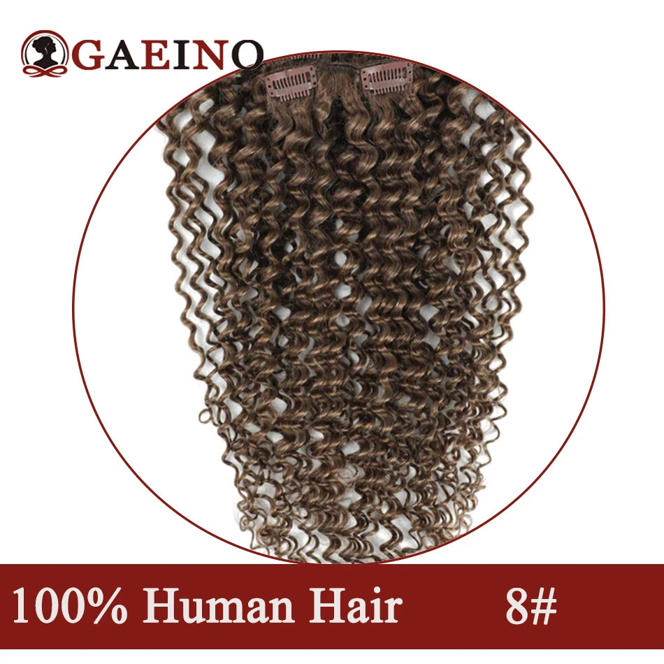 140-160 Grams Kinky Curly Clip In Hair Extensions Human Hair 100% Remy 10Pcs/Set Chestnut Brown & Bronzed Blonde Mix Full Head