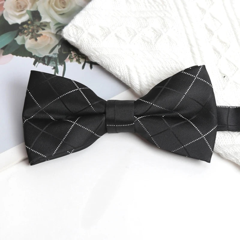 Mens Ties Solid Color Black Bowtie for Men British Style Double-layered Bowknot Wedding Party Butterfly Cravat Accessories Gifts