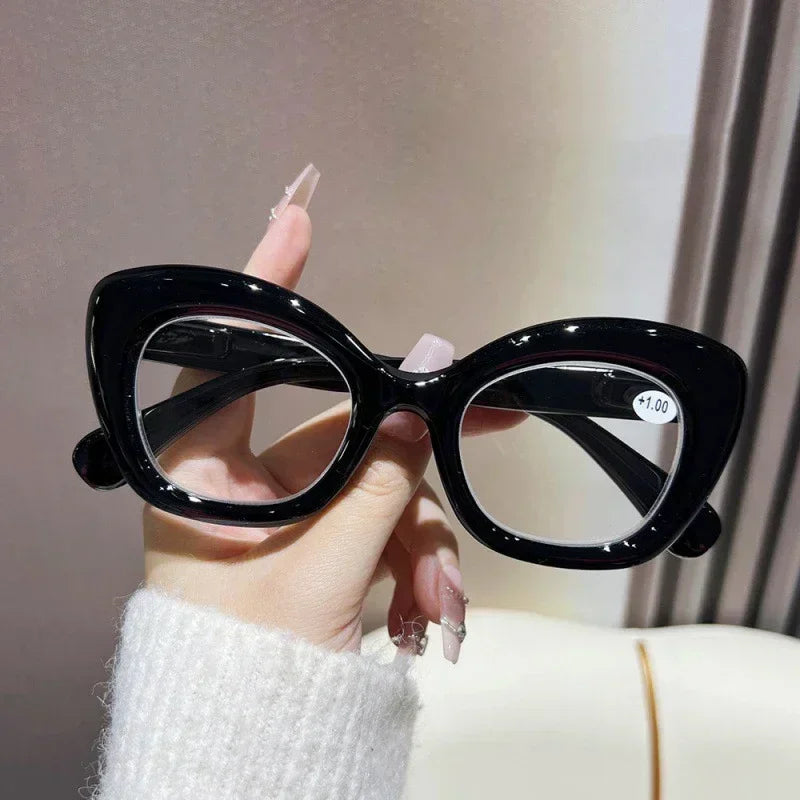 Women Retro Large Frame Reading Glasses Men Anti-blue Fashion High-definition Presbyopia Eyewear Vintage Far Sighted Eyewear