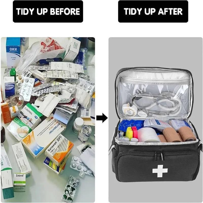 Multifunctional Medical Organizer - Portable First Aid Kit with Large Capacity for Home, Travel & Emergencies Medical Supplies