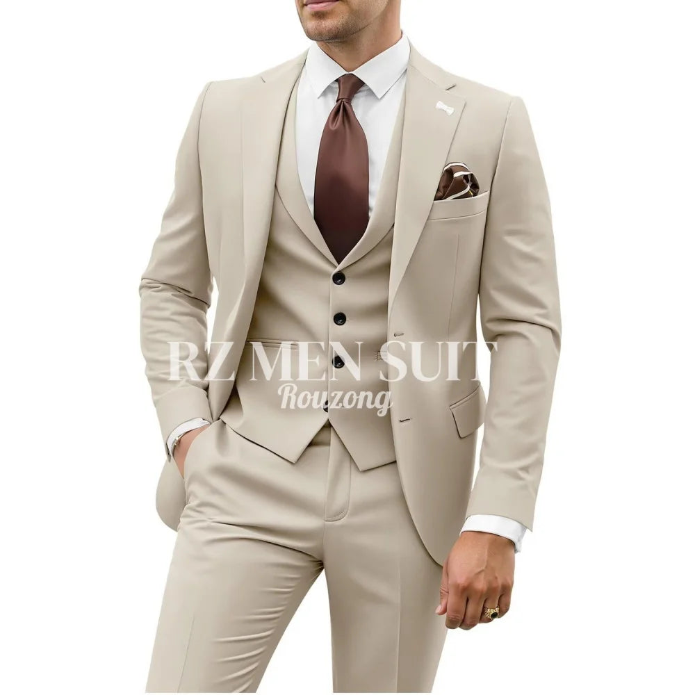 Mens Suit 3 Piece Suits for Men Slim Fit Wedding Groom Suit Men Blazer Vest Pant Suits for Prom Business Formal costumes hommes