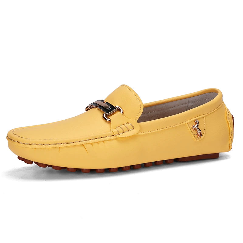 YRZL Shoes Men Handmade PU Leather Loafer Casual Driving Flats Slip-on Shoes Luxury Comfy Moccasins White Loafers Shoes for Men