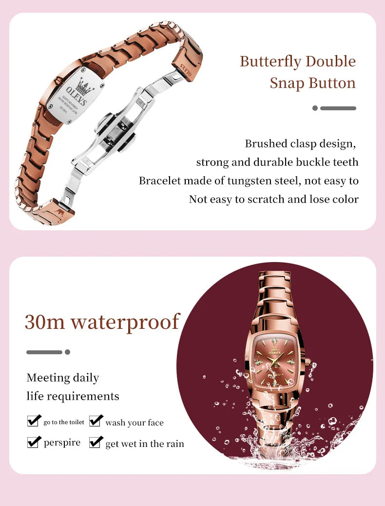 OLEVS 7006 Women's Watches Top Brand Elegance Quartz Montres Femmes Waterproof Tungsten Steel Case Strap Luminous Date Watch