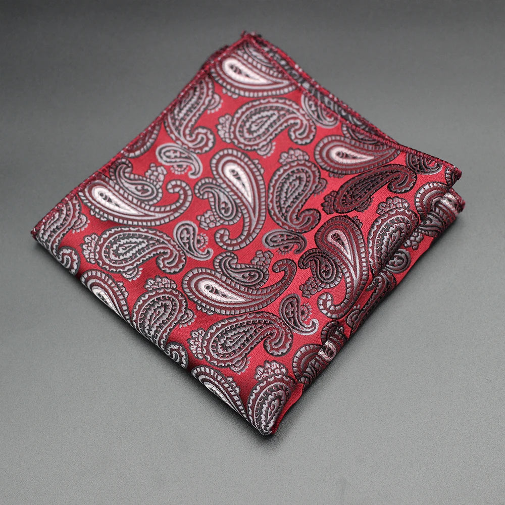 Mens Gift Tie Set Exquisite Red Jacquard Wine Burgundy Paisley Wedding Tie For Men Fashion Design Quality Hanky Dropshipping