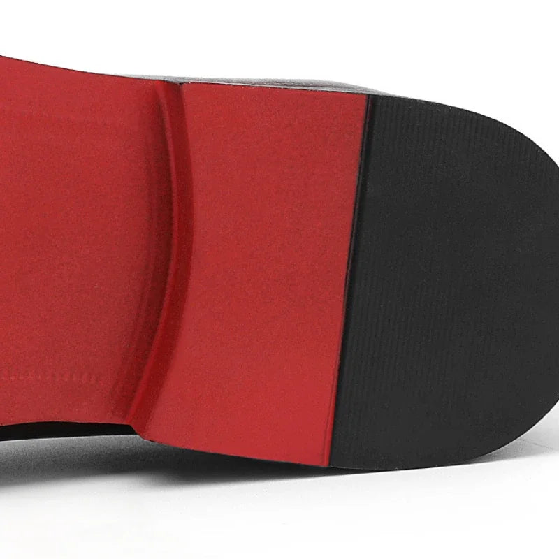Red Sole Dress Shoes for Men Business Office Men Loafers Male Flats Driving Shoes Casual  Slip-On Wedding Leather Shoes