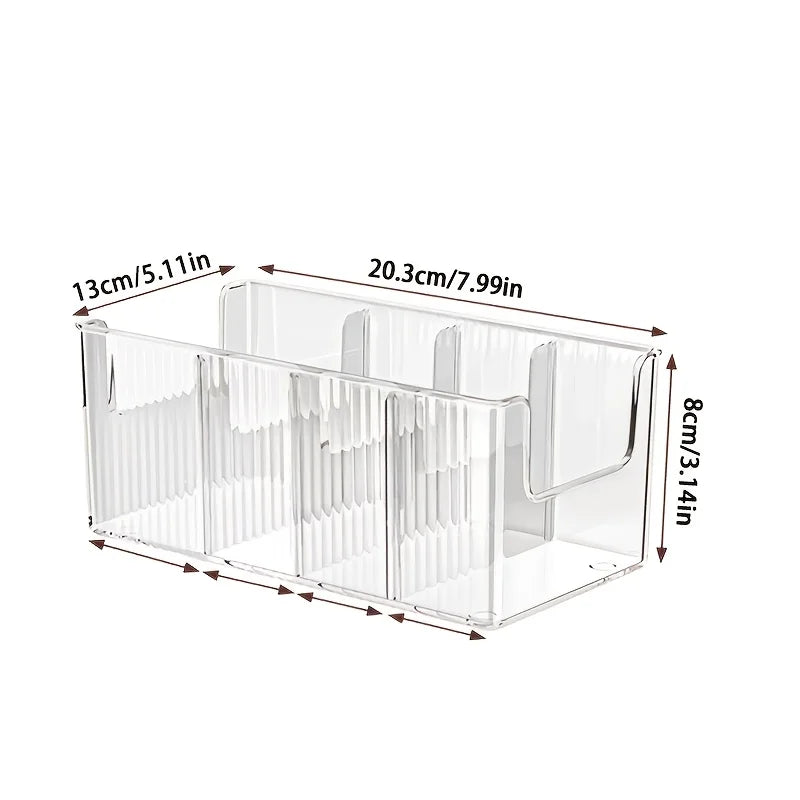 Medicine Storage Box Transparent Divided Desktop Medicine Organizer 4-Compartment Makeup Organizer Storage Rack First Aid Box