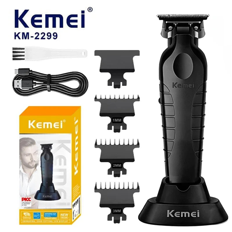 Kemei Electric Hair Clipper KM-2299D with Base Electric Thruster Charging USB Oil Head Carving Hair Clipper for Hair KM-2299