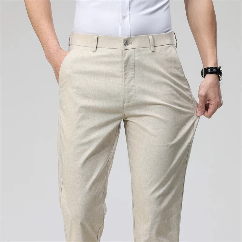 Men's Casual Pants: Breathable & Lightweight for Summer Comfort Business Casual Men's Work Trousers