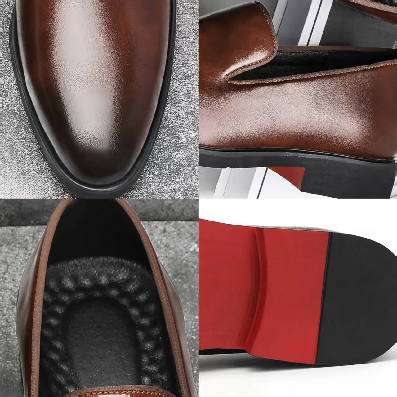 Red Sole Dress Shoes for Men Business Office Men Loafers Male Flats Driving Shoes Casual  Slip-On Wedding Leather Shoes