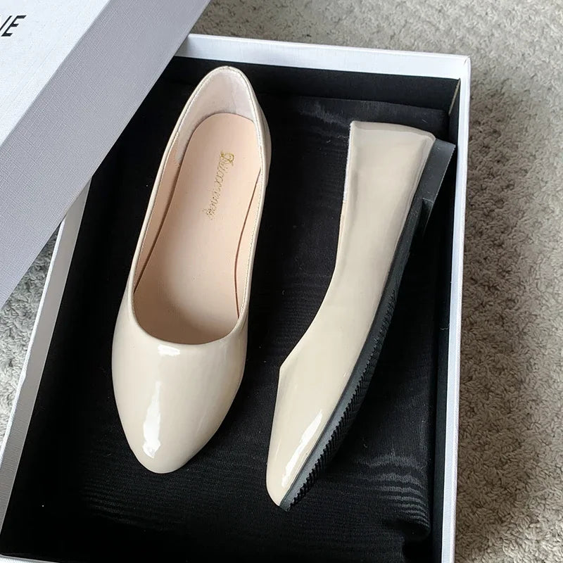 Women's Formal Uniform Shoes Spring Autumn Black Versatile Flat Shoes Women Causal Loafers Non-slip Ladies Ballet Leather Shoes