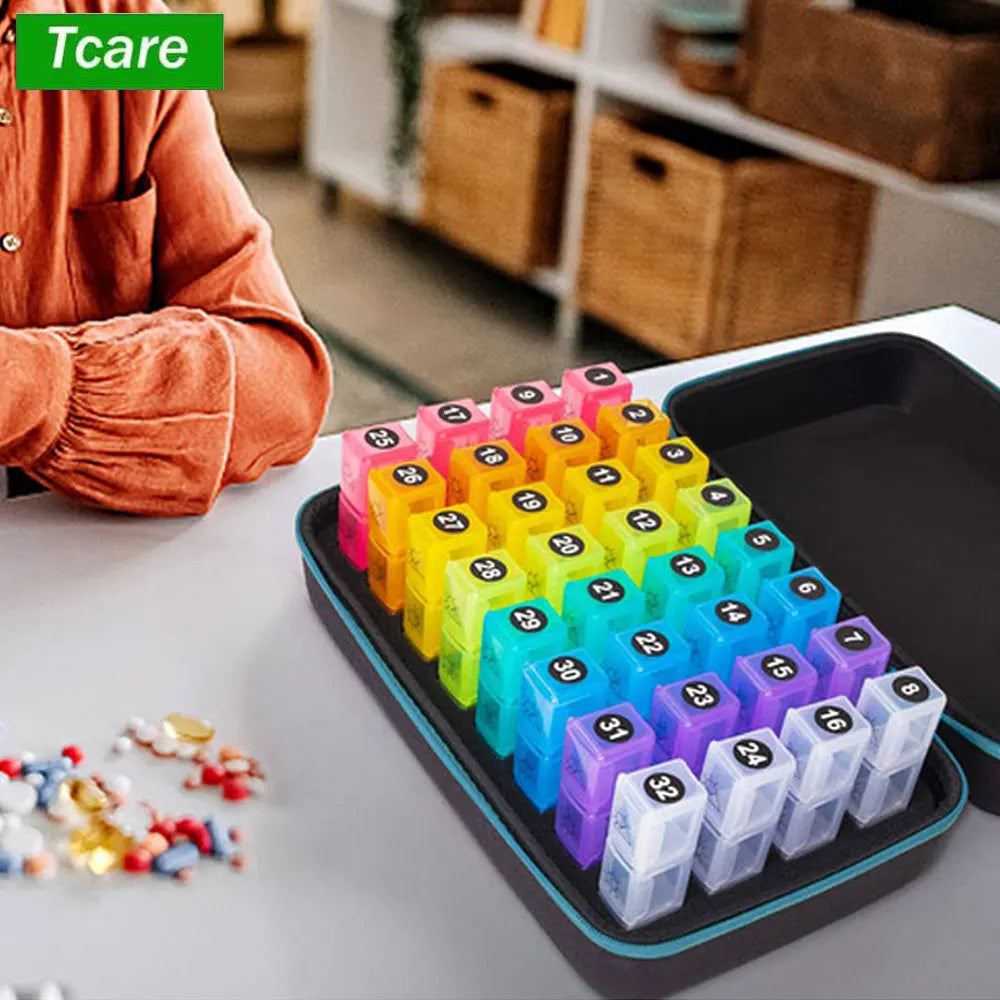 Month Medicine Organizer Box 3 Times A Day, Medicine Pill Boxes with 32 Daily Compartments & Portable Travel Medicine Organizing