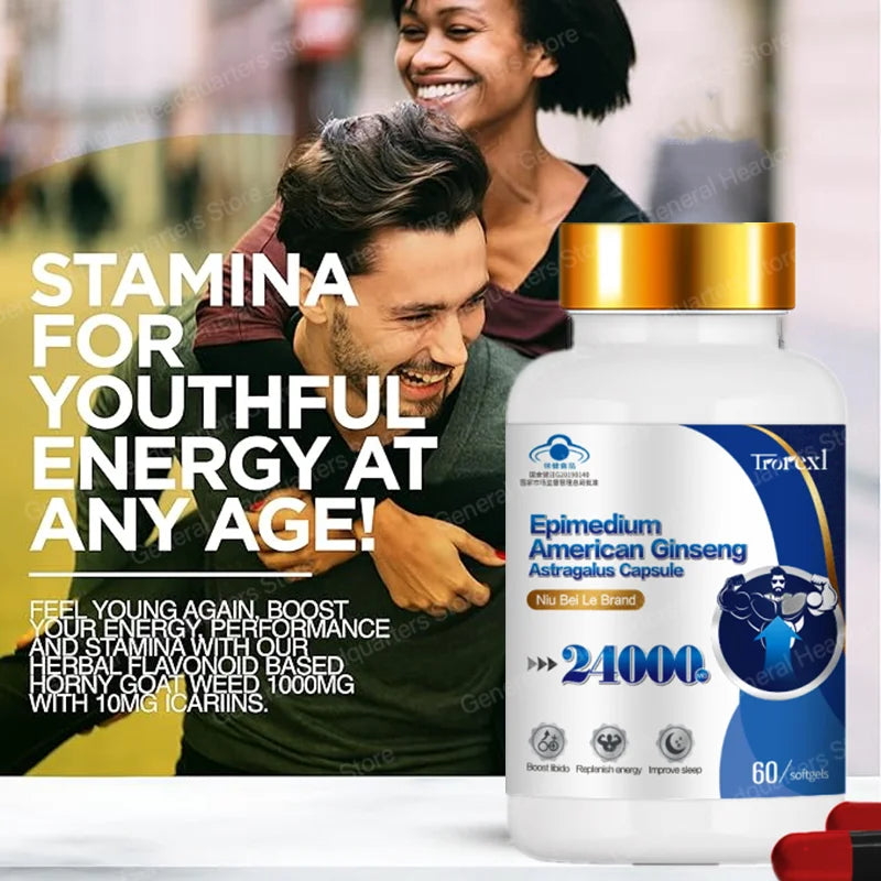 Extra Strength Supplement with Epimedium & Panax Ginseng Extract, Male Enhancing Supplement Supports Improve Male Energy Levels