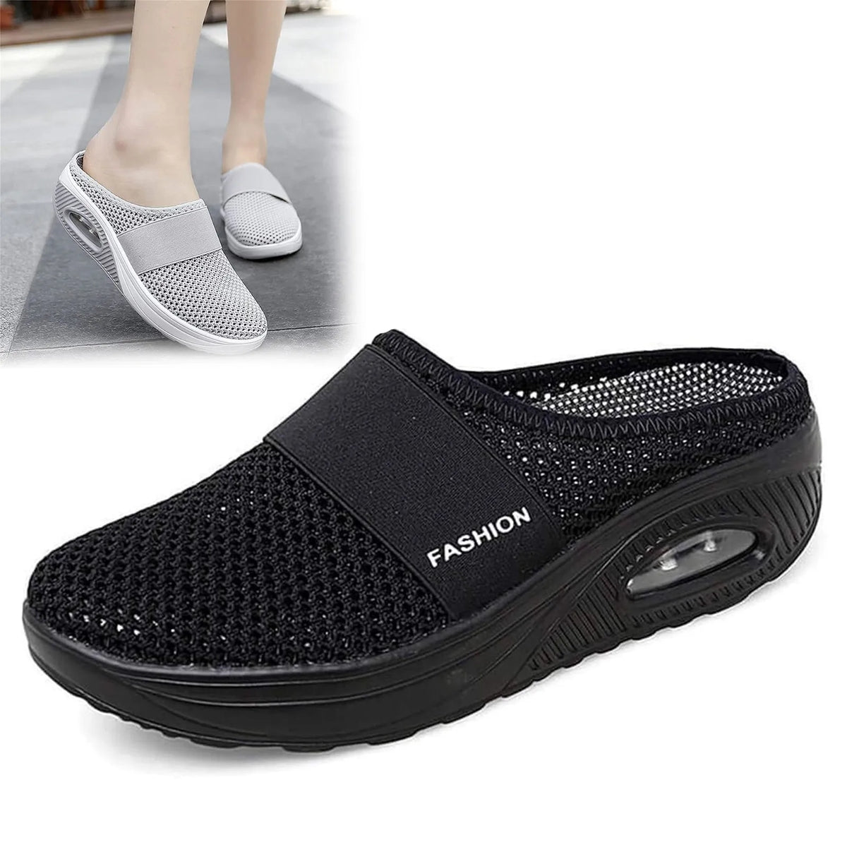 Women Air Cushion Slip On Walking Shoes Breathable Knit Sneakers Lightweight Comfortable Casual Shoes Walking Footwear