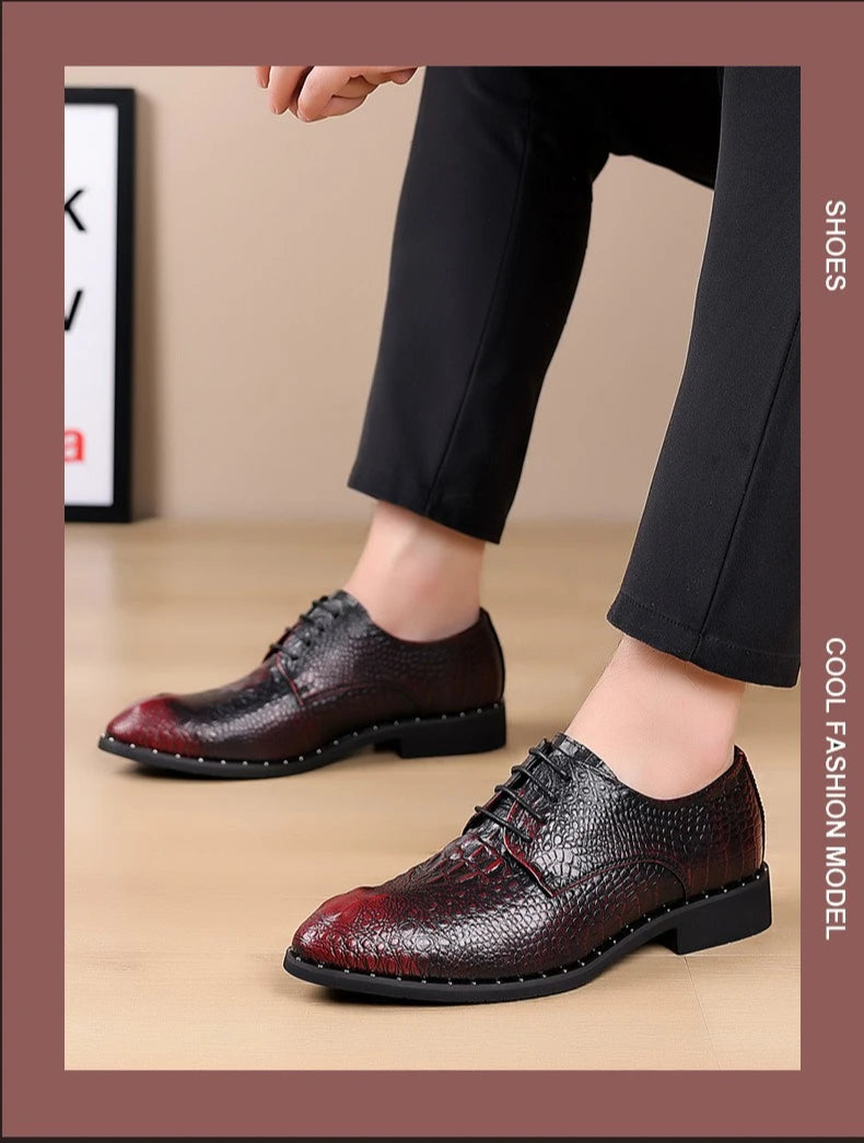 Men's Dress Shoes Business Formal Leather Lace Up All Season Comfortable Wedding Shoes Classic Business Casual Durable Footwear
