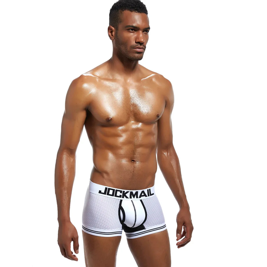 JOCKMAIL Men Underwear Boxes Mesh Quick Drying Ice Silk Breathable Youth Fashion Calzoncillos Sexy Am Gosteren Killer Sansursuz