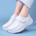 Women's Genuine Leather Nurse Shoes Soft Bottom Comfortable Breathable Anti-Slip Magic Tape Work Shoes Black White Spring Autumn