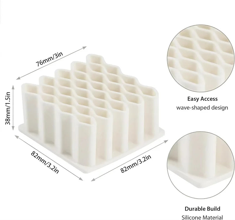 Silicone 32 Compartment Medicine Organizer Wave Design Spaced Vertical Storage Rack Desktop Ointment Organizer Storage Holder