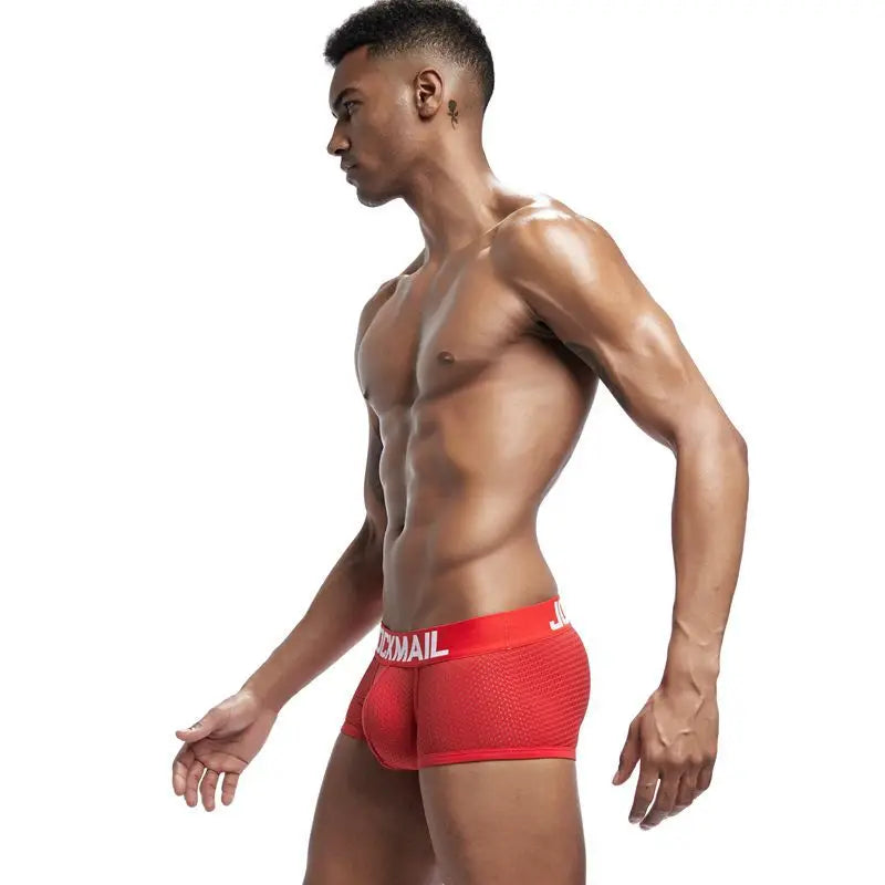 JOCKMAIL Men Underwear Boxes Mesh Quick Drying Ice Silk Breathable Youth Fashion Calzoncillos Sexy Am Gosteren Killer Sansursuz