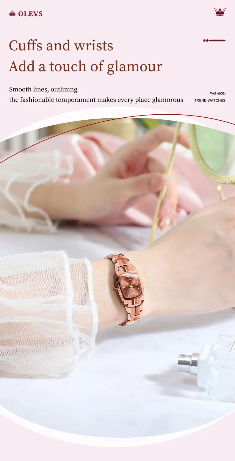 OLEVS 7006 Women's Watches Top Brand Elegance Quartz Montres Femmes Waterproof Tungsten Steel Case Strap Luminous Date Watch
