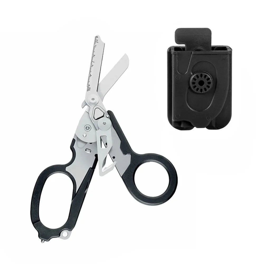 Outdoor Tactical Folding Scissors Raptor Scissors Medical Emergency Multi-functional Scissors Tactical Folding Pliers K Sheath