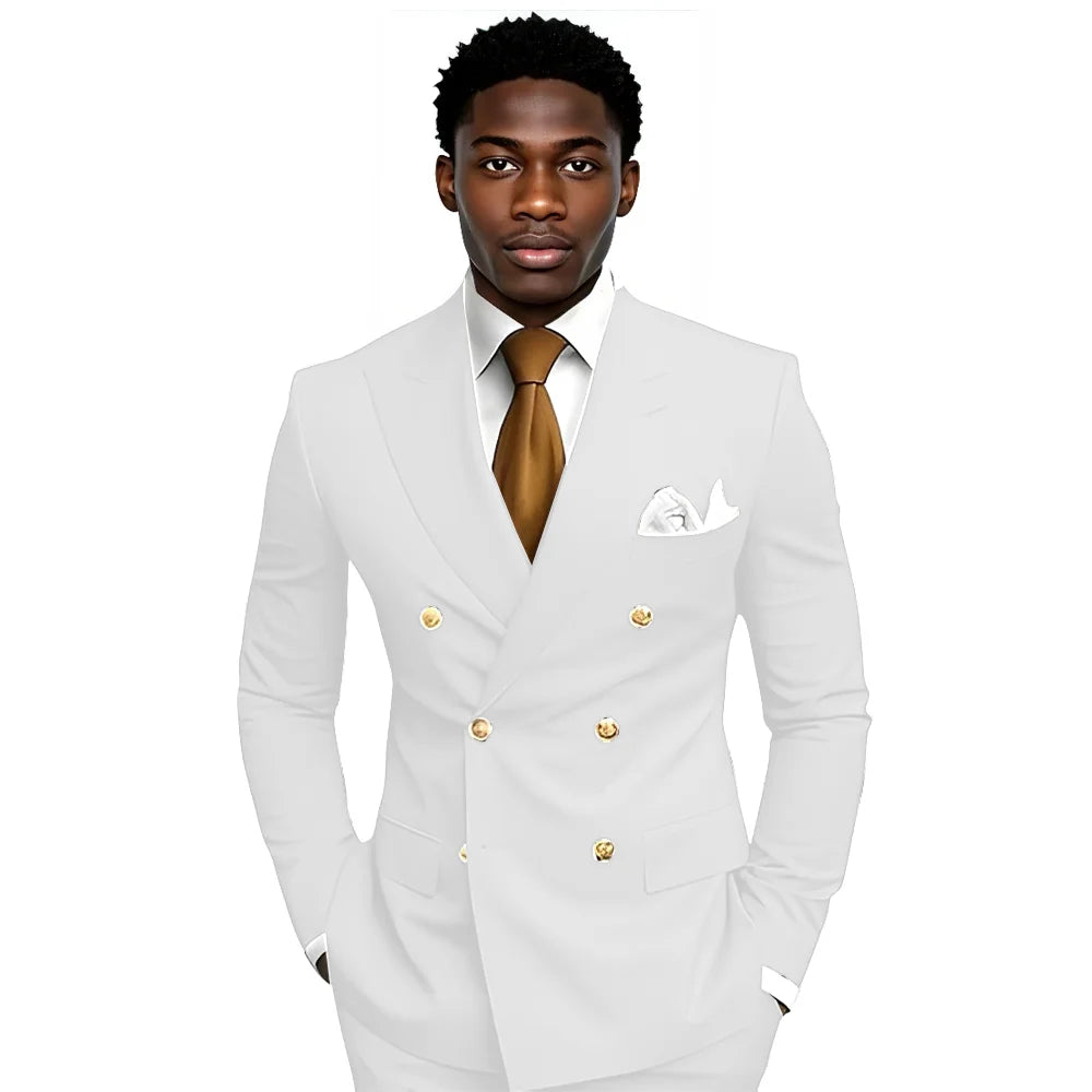 Business Men's Suit 2-piece Double-breasted Blazer Pants Wedding Groom's Tuxedo Gentleman's Evening Dress Tailor-made Mens Suits