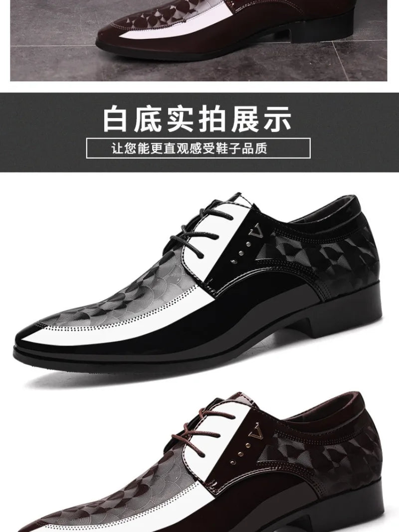 Italian Men's Leather Shoes Point Toe Business Dress Shoes Casual Office Shoe Lace Up Oxfords Luxury Wedding Party Shoes for Men