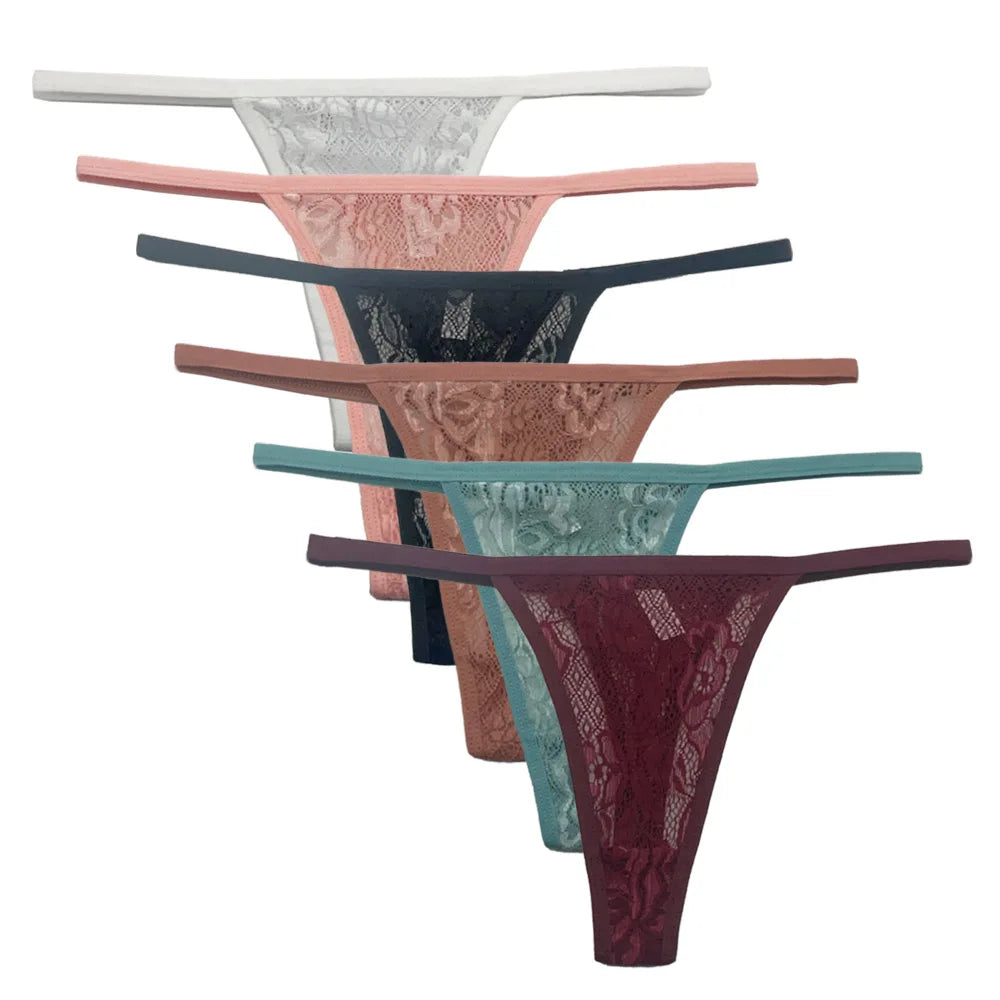 5 PCS/Set Sexy Lace Thongs Low Waist Underwear Women G-string Underpants Lady Bikini Panties Female Sexy Lingerie M-XL