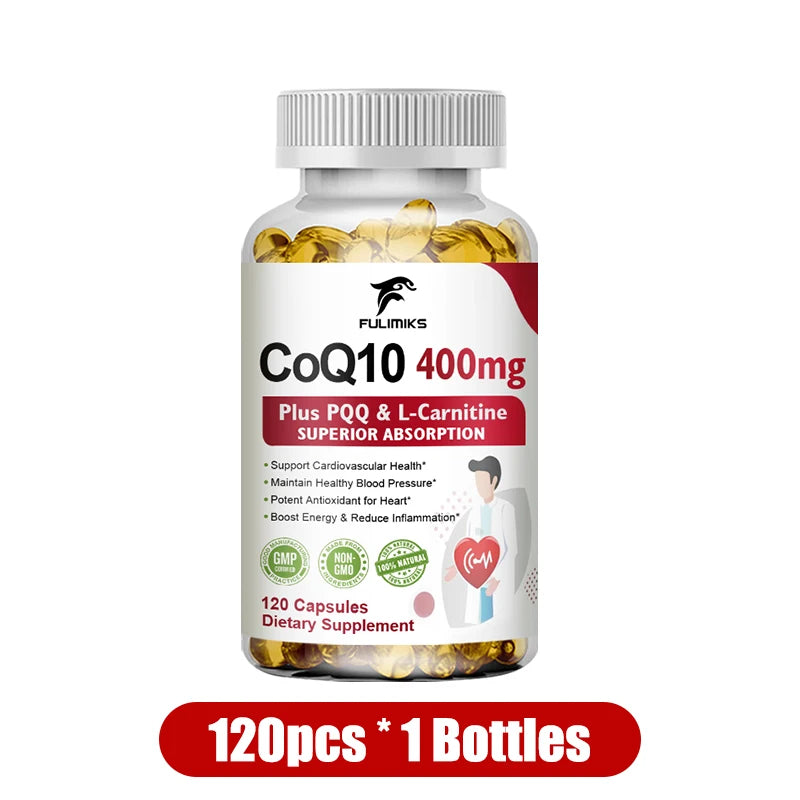 Buy 1 Get 1 Free! Pure CoQ10 400mg Supplement, Superior Absorption for Heart Health, Cellular Energy & Antioxidant Defense