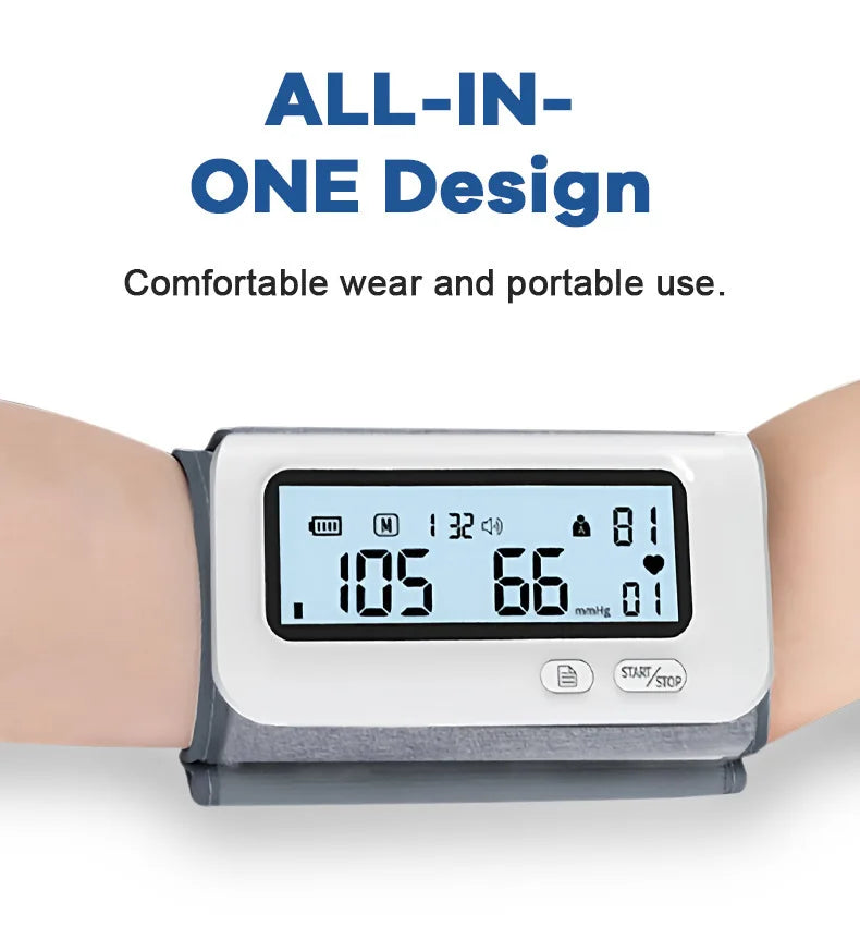 Blood Pressure Monitor, Attached Universal Upper Arm Cuff, Digital LCD Display, Charger Cable and Carrying Case Included