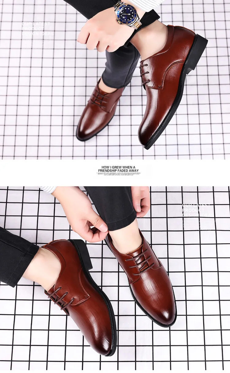 2026 New Mens Leather Dress Shoes Men's Formal Social Male Shoe Casual Business Pointed Toe Luxury Party Designer Shoes for Men