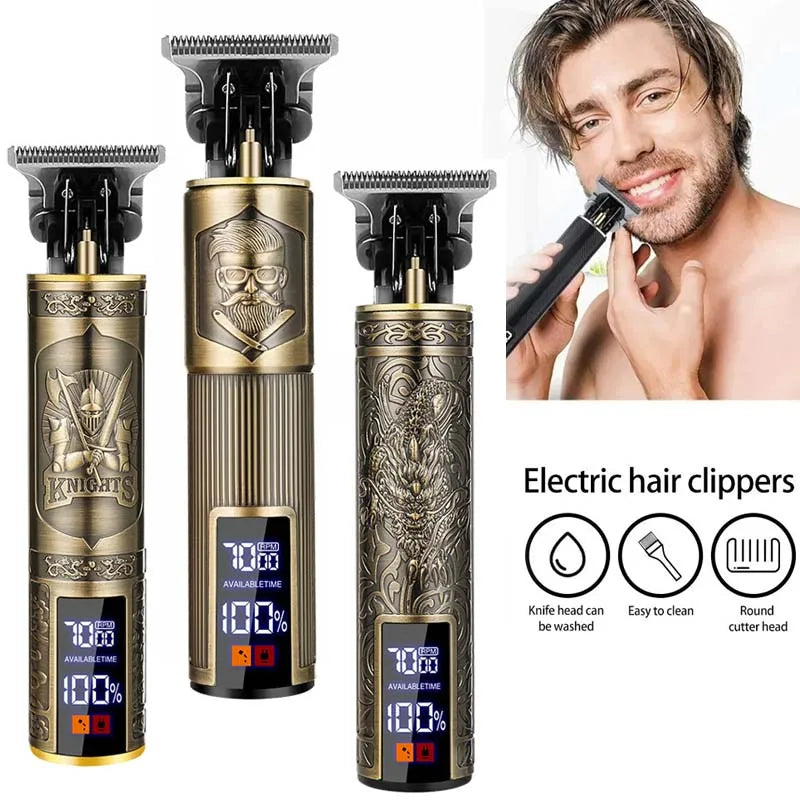 T9 Vintage Hair Clipper Professional Electric Rechargeable Barber Trimmer Cordless Trimmer Type-c Zero Gapped Cutting Barber