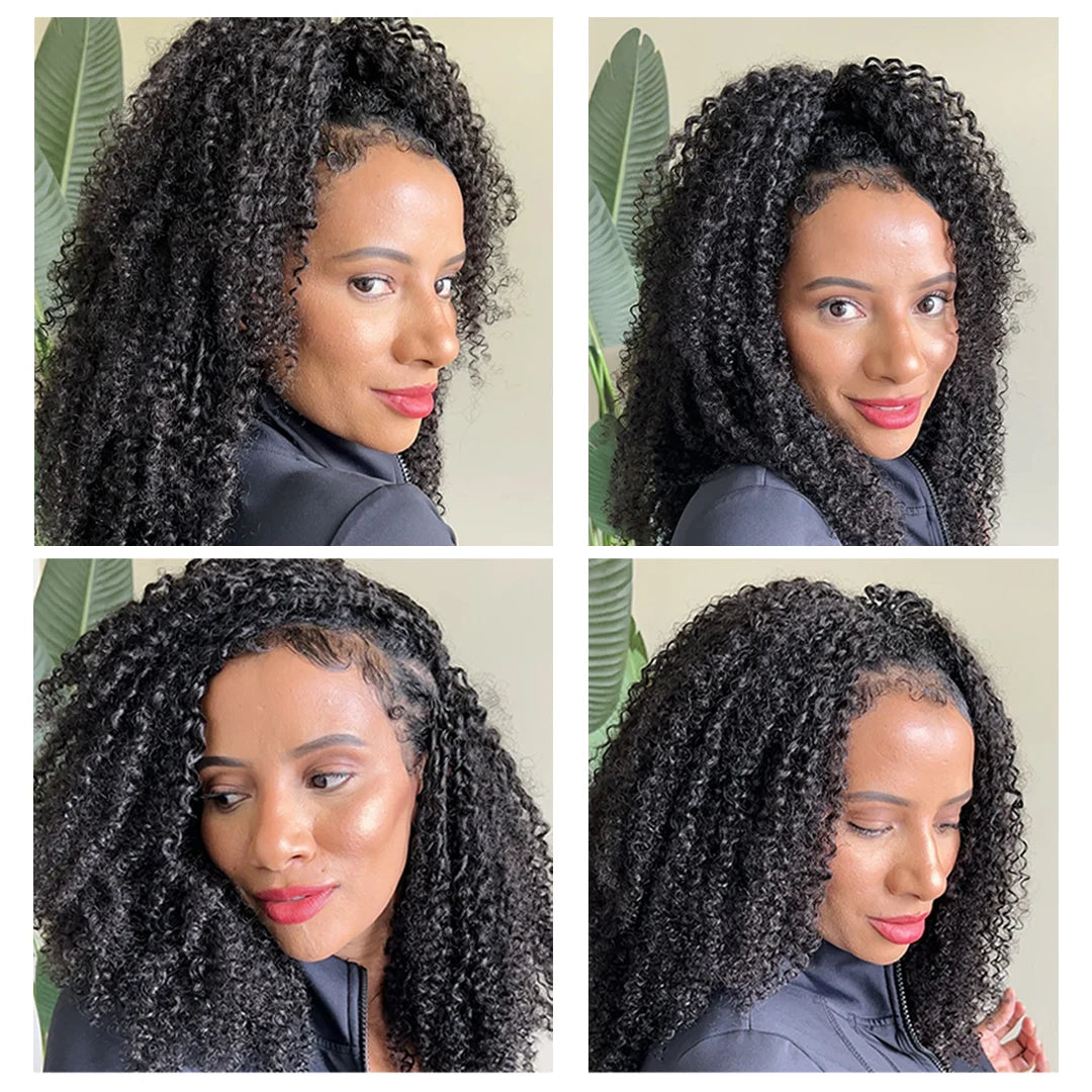 Kinky Curly Feather Crochet Braid Human Hair Extensions Knotless Pre-Separated Crochet Hair Extensions Human Hair Natural Color