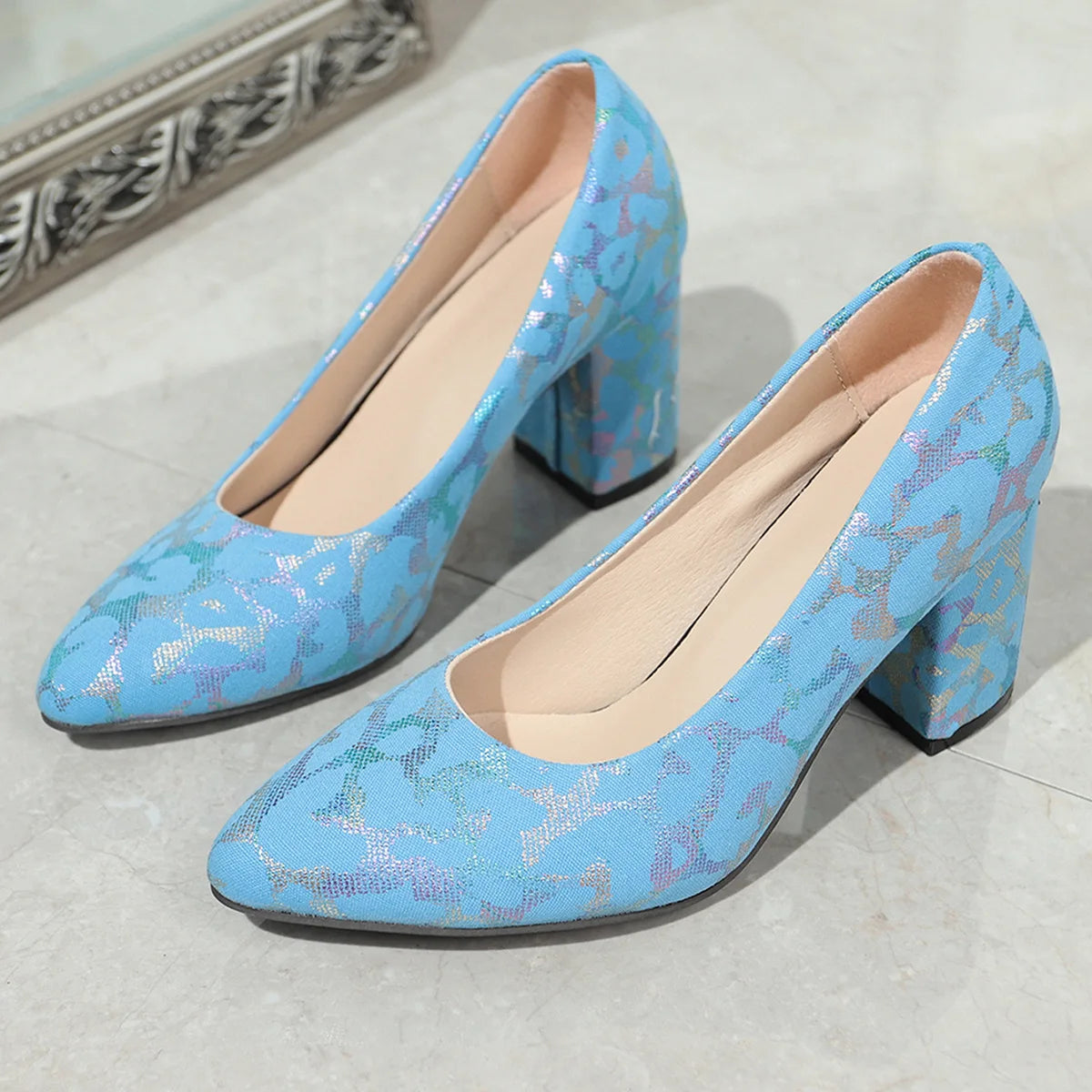 Women Pink Pointed Toe High Heels Spring Autumn New Slip-On Chunky Heeled Dress Shoes for Women Elegant Work Pumps Single Shoes