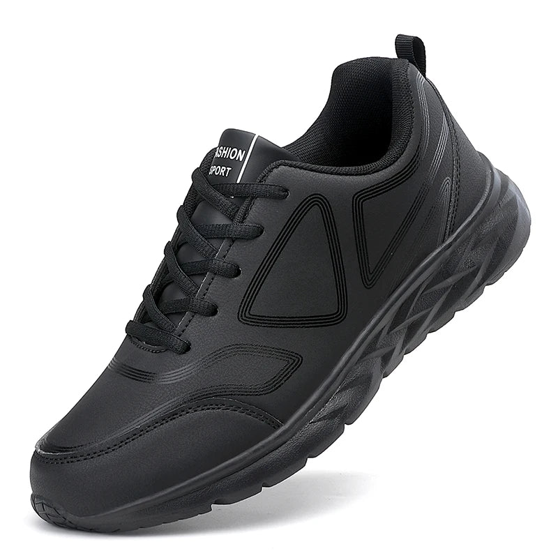 Men's Sports Shoes Leather Lightweight Comfortable Casual Shoes Cushioning Sports Shoes Outdoor Waterproof Walking Shoes for Men