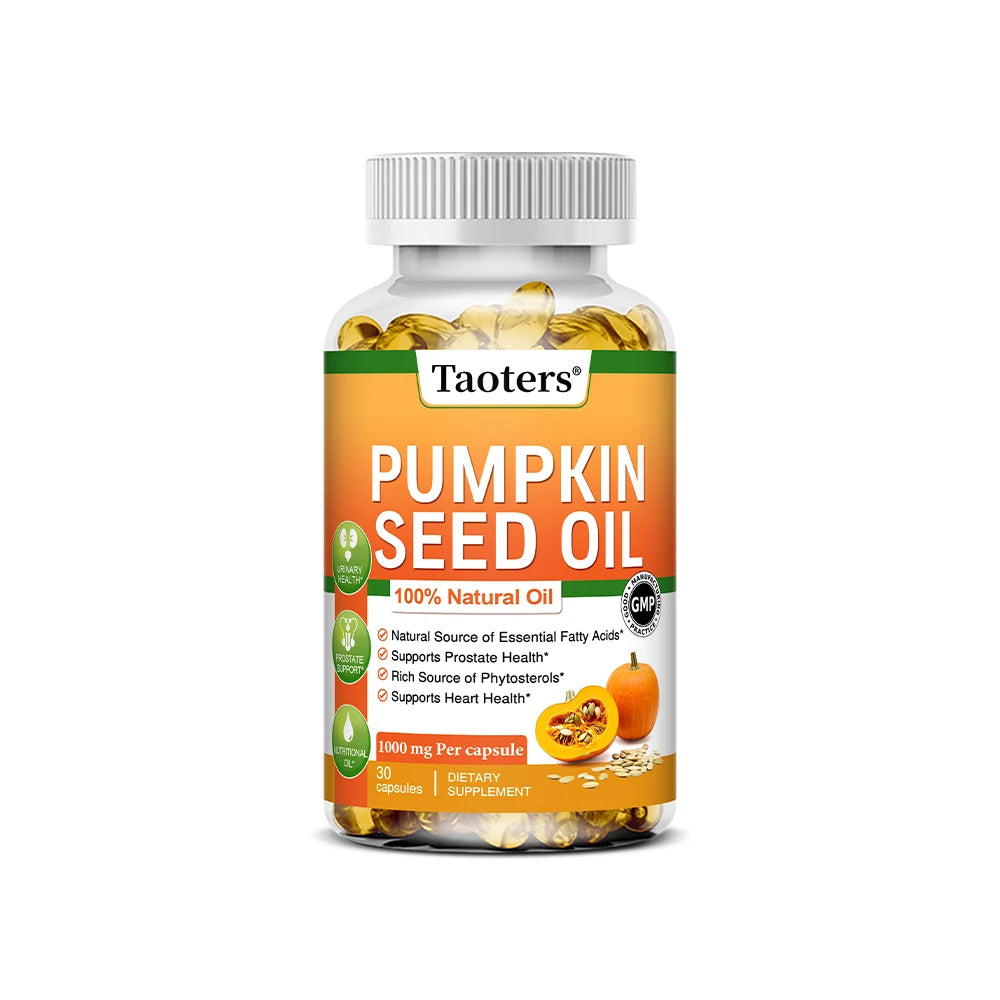 Pumpkin Seed Oil Capsules - Supports Prostate, Urinary Tract, Bladder Health, and Promotes Hair Growth - 120 Capsules