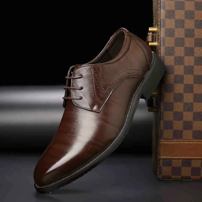 Men Dressing Shoes Formal for Men's Casual Shoe Leather Social Wedding Designer Pointed Toe Black Office Winter Shoes