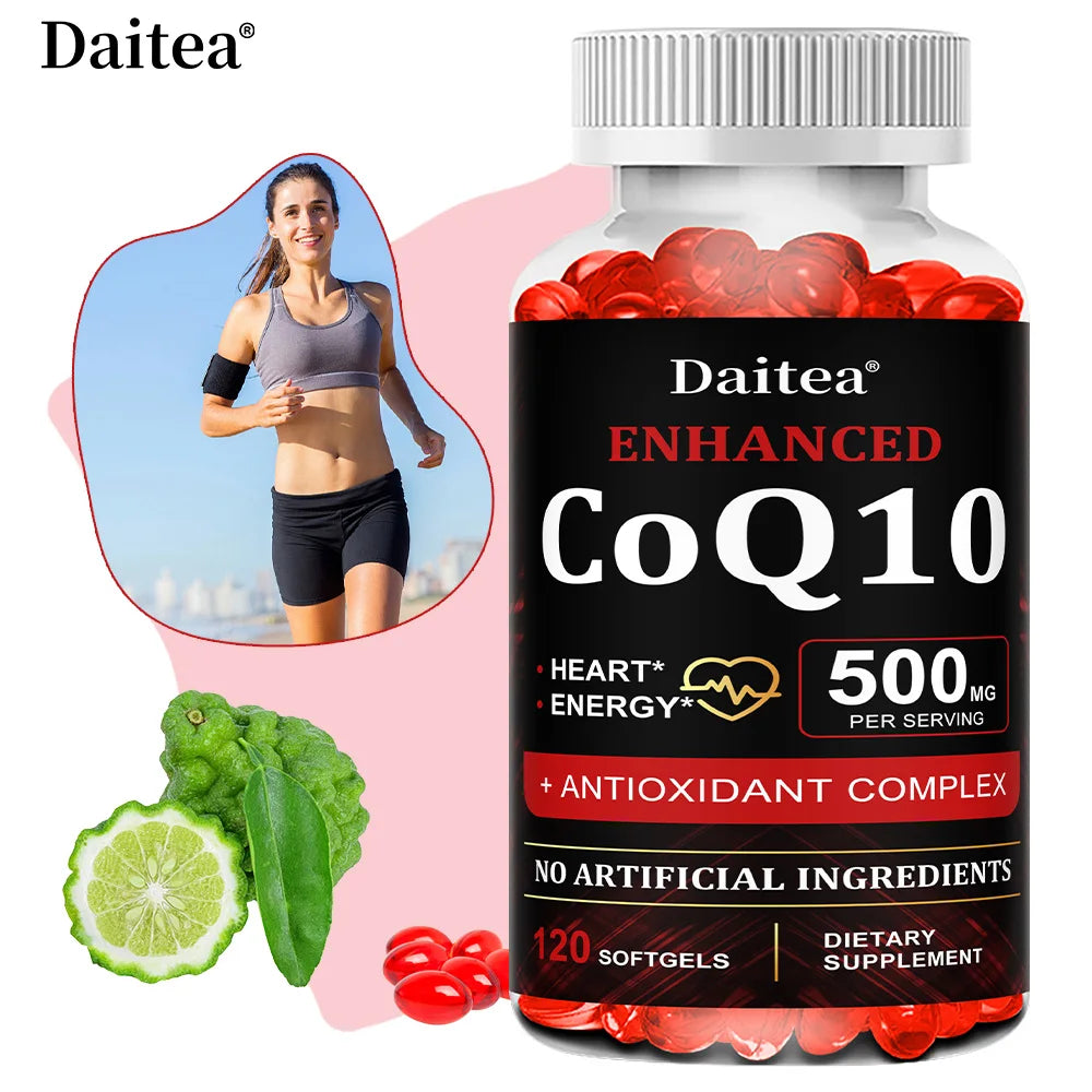 High Absorption CoQ10 500MG - for Heart Health&Energy Production - Enhanced CoQ10 Nutritional Supplements with Coenzyme Q10