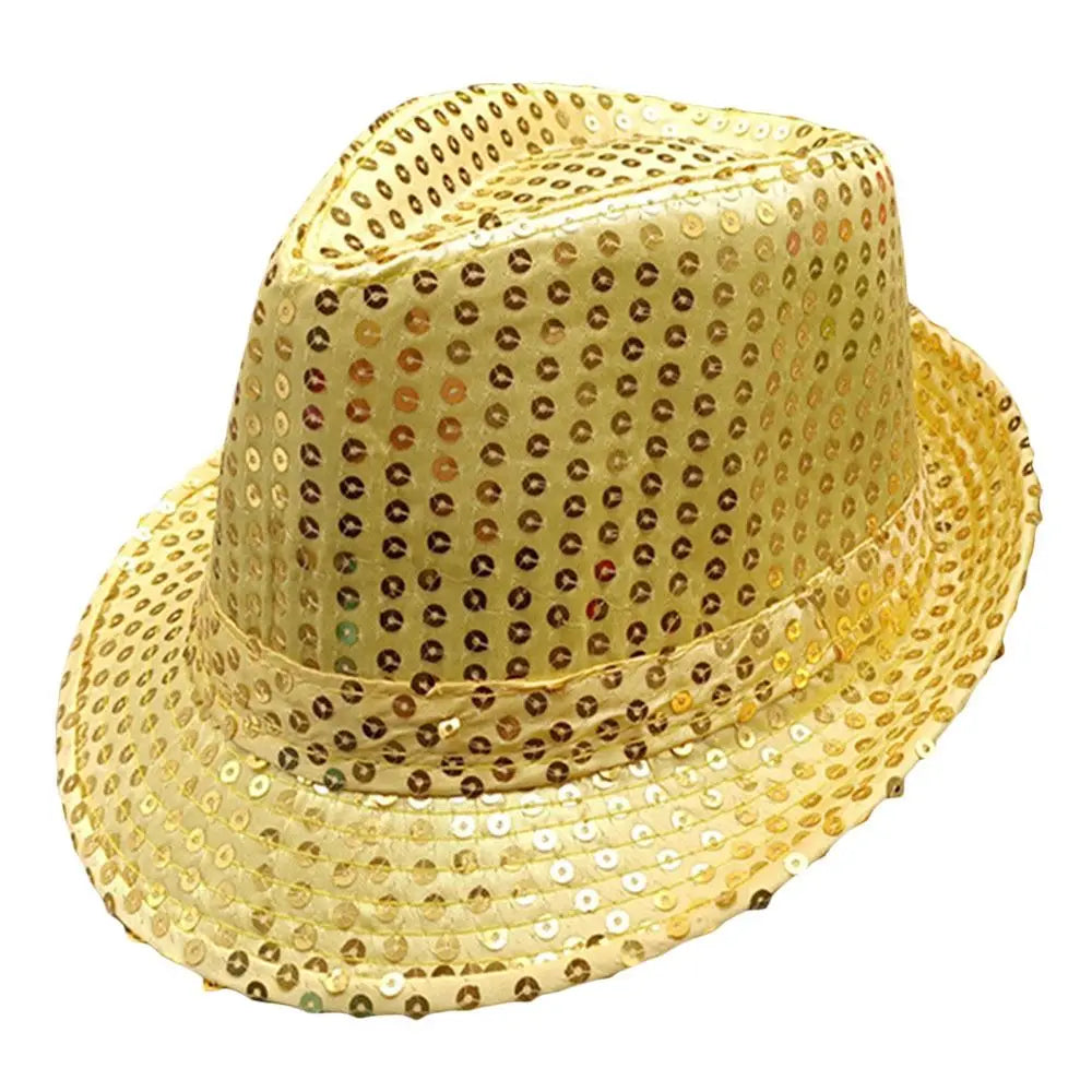 Men Women Jazz Hat Sequins Decorated Stage Dance Performance Cap Party Holiday Hat