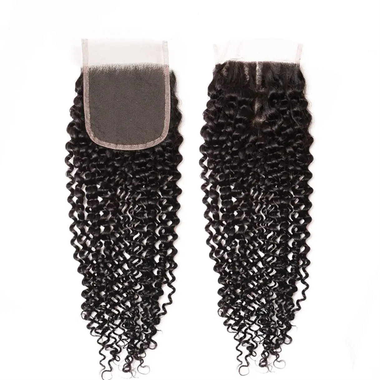 Long Kinky Curly Human Hair Bundles with Closure Frontal Peruvian Hair Bundles with Closure Remy 100% Human Hair Extensions