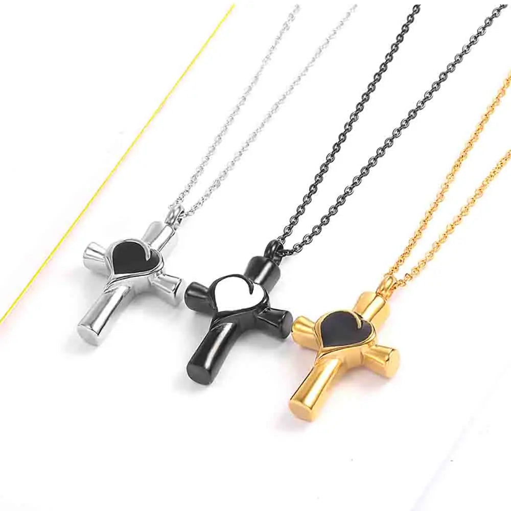 Cremation Jewelry Cross Urn Necklaces for Ashes for Women for Men Cross Memorial Keepsake Urn Pendant