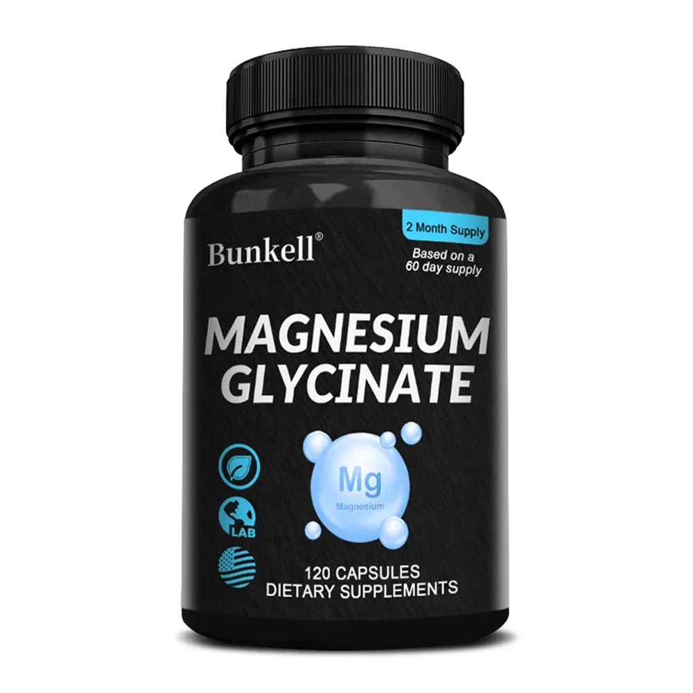Magnesium Glycinate - Supports Nerve, Muscle, Bone and Heart Health, Helps with Stress, Sleep Quality Support, Muscles Recovery