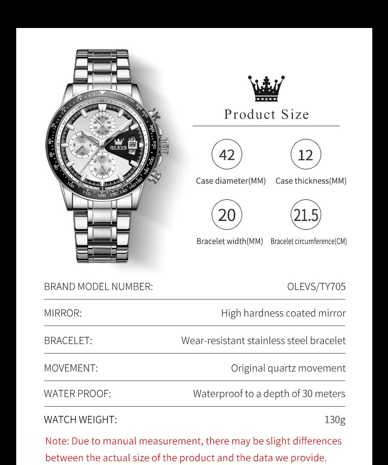 OLEVS Top Men's Watches Luxury Waterproof Luminous Classic Quartz Wrist Watch for Men Chronograph STOP WATCH Sports Man Watch