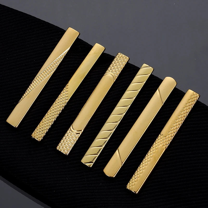 Men Jewelry Pin Clasp Necktie Clip Fashion New Hot-selling Metal Gold Tie Clip Business Formal Wear Groom Wedding Decoration