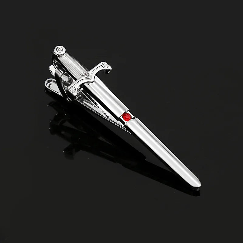 Personalized Tie Clip Sword Men's Metal Tie Trend Tie Clip Dress Simple Fashion Gold Band Diamond Business