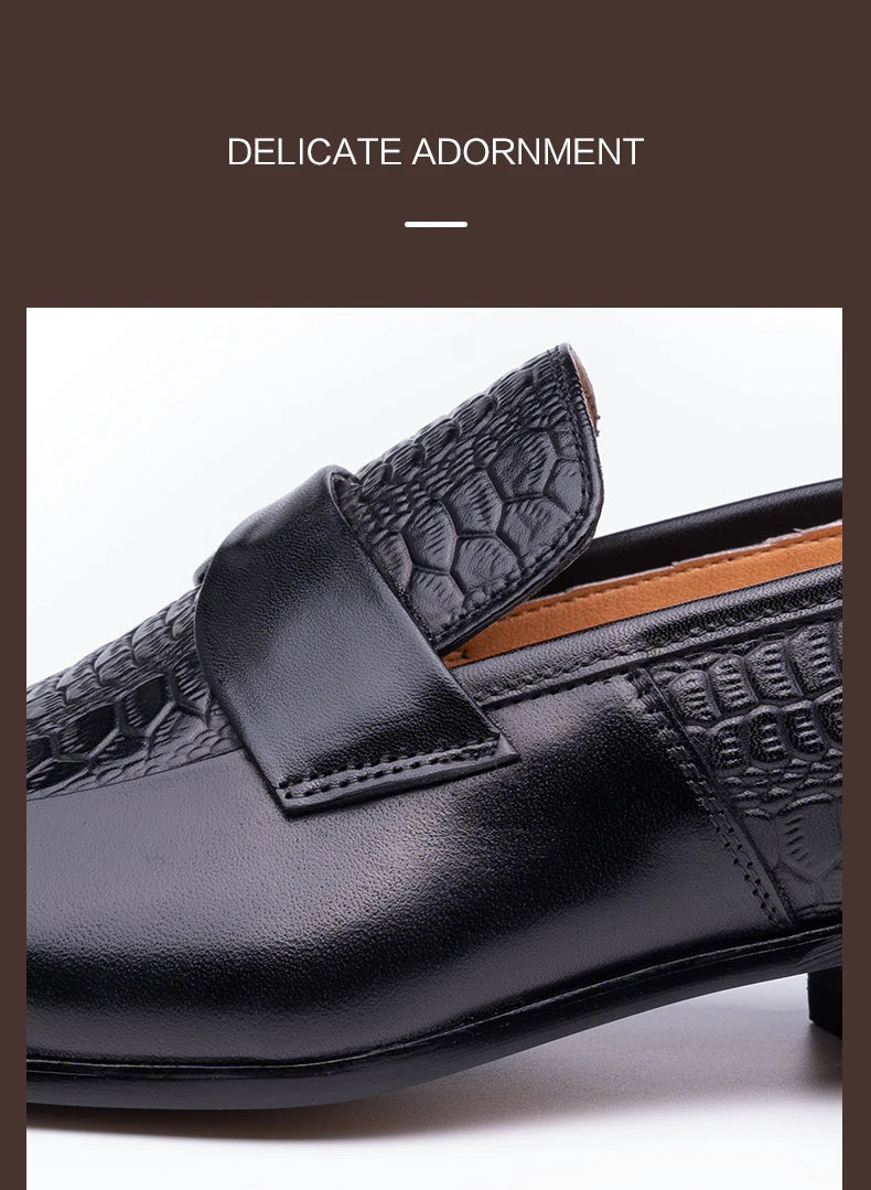 Genuine Leather Shoes For Men Dress British Business Party Slip on Black Point Toe Fashion Casual Formal Suit Handmade Men Shoes
