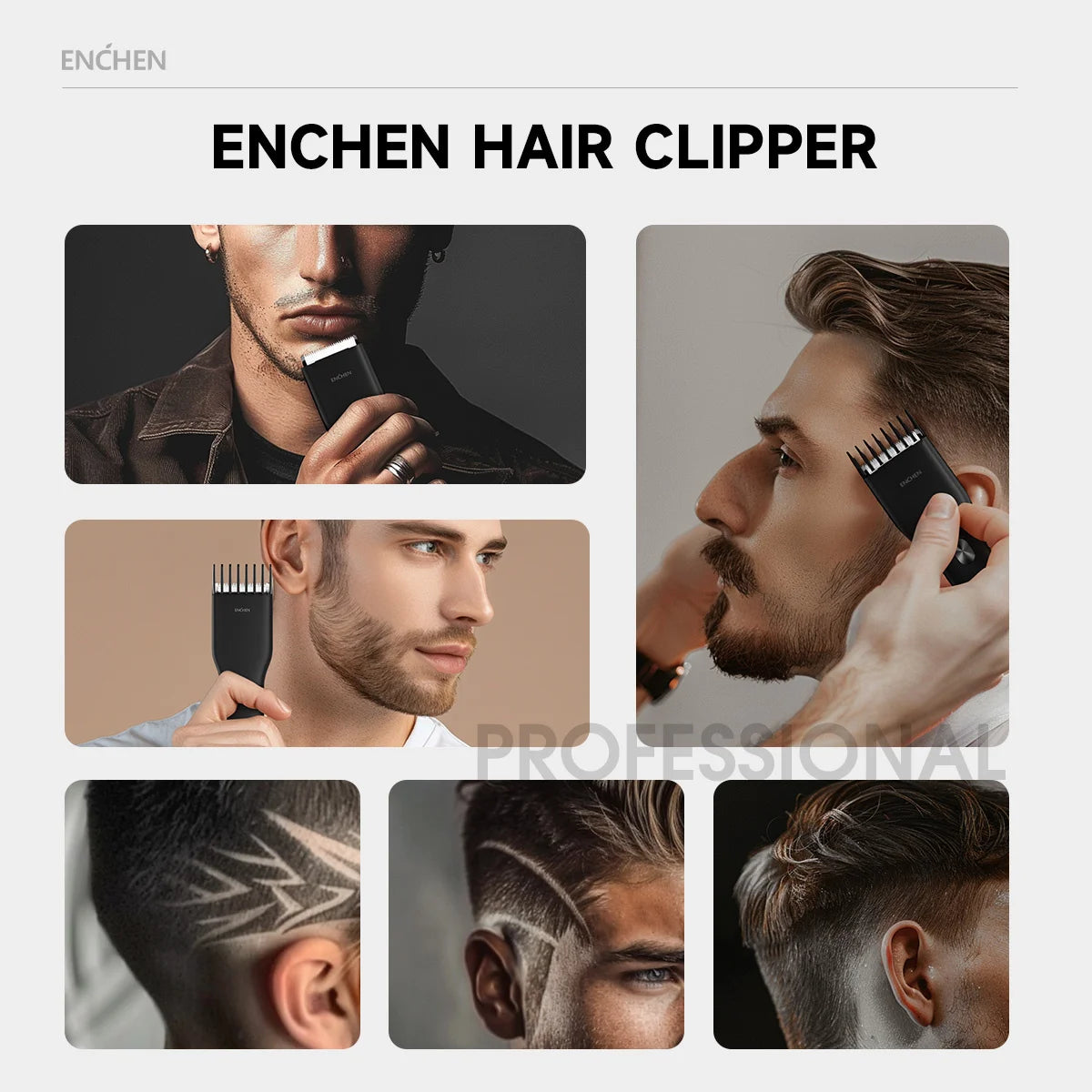 ENCHEN Boost Electric Hair Clipper Professional Cordless Fast Type-C Charging Ceramic Haircut Machine Hair Trimmer For Men Adult