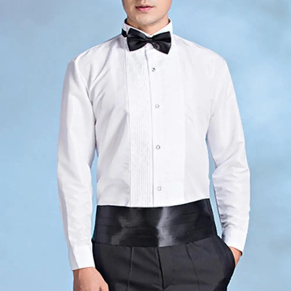 Men Business Shirt Winged Collar Long Sleeve Dress Shirt Tuxedo Formal Office Shirt Party Dinner Wedding Bridegroom Shirts