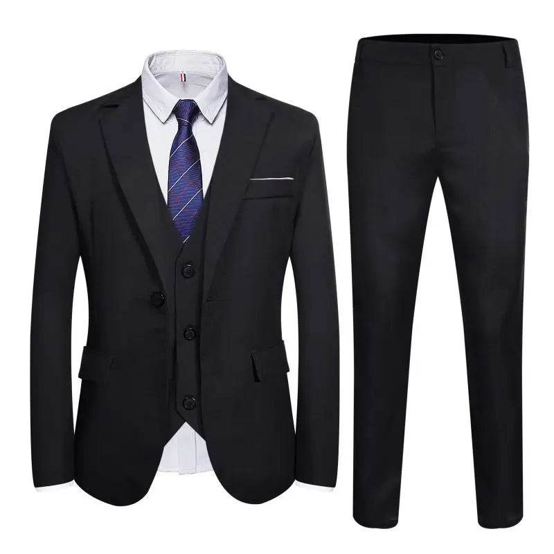 Suits Men Three Piece Suit Sets Turn Down Collar Full Sleeve Blazers Vest Long Pants Slim Fit Ensemble Wedding Evening Spring